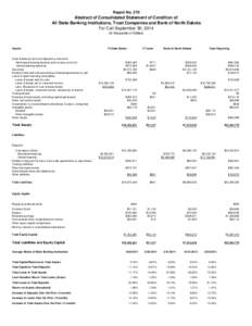 Report No[removed]Abstract of Consolidated Statement of Condition of All State Banking Institutions, Trust Companies and Bank of North Dakota For Call September 30, 2014 (In thousands of Dollars)