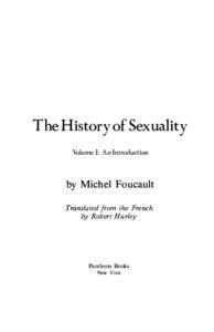 The History of Sexuality Volume I: An Introduction