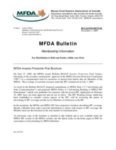 Membership Information Bulletin #0175-M - MFDA Investor Protection Plan brochure