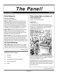 The Panel! Vol. 25, Number 5 MayClub Reports