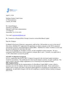 April 21, 2014 MidState Federal Credit Union 237 Roosevelt Ave. Carteret, NJ[removed]Mr. Gerard Poliquin Secretary of the Board