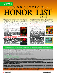 VOYA’s  N O N F I C T I O N HONOR LIST