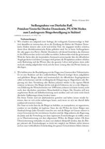   Meilen, 10. Januar 2014 Stellungnahme von Diethelm Raff, Präsident Verein für Direkte Demokratie, PF, 8706 Meilen