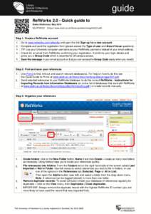 guide RefWorks[removed]Quick guide to Elaine Shallcross, May 2014 QG RFW002  [https://www.abdn.ac.uk/library/guides/rfw/qgrfw002.pdf]