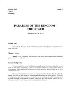 Matthew 13 / Soil / Parable / Christianity / Life of Jesus in the New Testament / Belief / Mark 4 / Parable of the Growing Seed / Parable of the Sower / Literature / Parables of Jesus