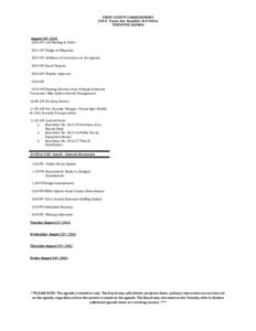 FERRY COUNTY COMMISSIONERS 290 E. Tessie Ave. Republic, WA[removed]TENTATIVE AGENDA August 20th, 2012 8:00 AM Call Meeting to Order