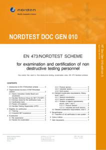 NORDTEST METHOD  NT DOC GEN 010 for examination and certification of non destructive testing personnel