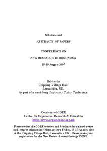 Schedule and ABSTRACTS OF PAPERS CONFERENCE ON