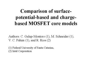 Comparison of surface-potential-based and charge-based MOSFET core models