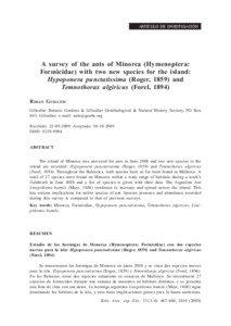 ARTÍCULO de investigación  A survey of the ants of Minorca (Hymenoptera: