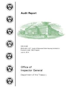 OIG[removed]RECOVERY ACT: Audit of Delaware State Housing Authority’s