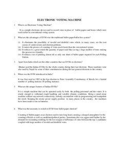 KNOW YOUR ELECTRONIC VOTING MACHINE
