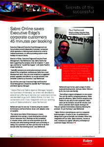 Secrets of the successful Sabre Online saves Executive Edge’s corporate customers