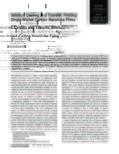 NANO LETTERS Solution Casting and Transfer Printing Single-Walled Carbon Nanotube Films