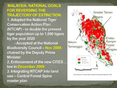 Taman Negara / Department of Wildlife and National Parks / Rompin / Endau / Tiger / Endau Rompin National Park / Indochinese leopard / Conservation / Geography of Malaysia / Fauna of Asia