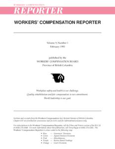 WORKERS’ COMPENSATION  REPORTER WORKERS’ COMPENSATION REPORTER  Volume 9, Number 1