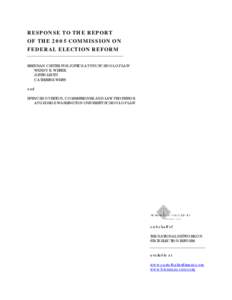 Response to the Report of the 2005 Commission on Federal Election Reform