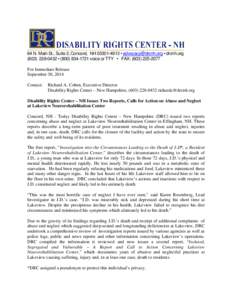 Disability Rights Center – NH Issues Two Reports, Calls for Action on Abuse and Neglect at Lakeview Neurorehabilitation Center