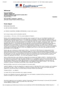 Cour de cassation, civile, Chambre commerciale, 25 octobre 2017, , Publié au bulletin | Legifrance Références Cour de cassation