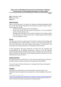    Side event on 2014 Biennial Assessment and Overview of Climate  Finance Flows of the Standing Committee on Finance (BA)  DRAFT    