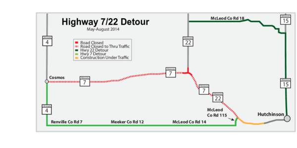 McLeod Co Rd 18  Highway 7/22 Detour Minnesota