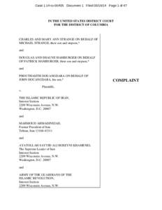 Case 1:14-cvDocument 1 FiledPage 1 of 47  IN THE UNITED STATES DISTRICT COURT FOR THE DISTRICT OF COLUMBIA  CHARLES AND MARY ANN STRANGE ON BEHALF OF