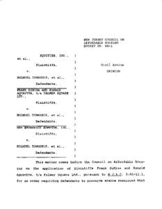 NEW JERSEY COUNCIL ON AFFORDABLE HOUSING DOCKET NO[removed]REAL ESTATE EQUITIES, INC., et al., Plaintiffs,