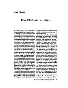 Russell Kirk and the Critics by Gerald J. Russello  Gerald J. Russello Russell Kirk and the Critics