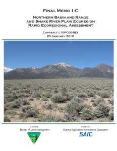 Final Memo 1-C Northern Basin and Range and Snake River Plain Ecoregion Rapid Ecoregional Assessment Contract L10PC00483