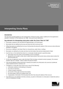 Interpreting Strata Plans Introduction This document provides guidance on the interpretation of Strata Act plans, which is additional to the explanations detailed in Schedule 2 of the Subdivision Act 1988 – strata and 