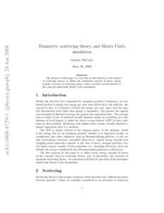 arXiv:0806.4729v1 [physics.gen-ph] 28 Jun[removed]Dosimetry, scattering theory, and Monte Carlo simulation Gordon McCabe June 28, 2008