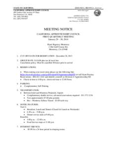 EDMUND G. BROWN Jr., Governor  STATE OF CALIFORNIA CALIFORNIA APPRENTICESHIP COUNCIL 455 Golden Gate Avenue, 9th Floor San Francisco, CA 94102