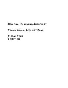 REGIONAL PLANNING AUTHORITY TRANSITIONAL ACTIVITY PLAN FISCAL YEAR[removed]  CHAIRPERSON’S MESSAGE