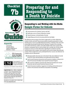 Checklist  Preparing for and Responding to a Death by Suicide