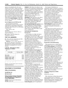 [removed]Federal Register / Vol. 72, No[removed]Wednesday, March 21, [removed]Rules and Regulations agency promulgating the rule must submit a rule report, which includes a