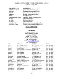 IGNITION INTERLOCK DEVICES CERTIFIED FOR USE IN OHIO Updated: June 17, 2014 #1A LifeSafer FC 100 ADS Determinator 2 AMS 2000 DM-904