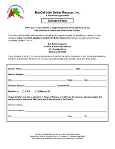 NCIS Rescue Donation Form