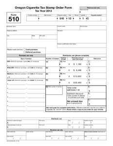 Form 510, 2010 Oregon Cigarette Tax Stamp Order Form