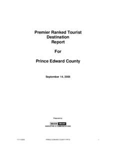Premier Ranked Tourist Destination Report For Prince Edward County