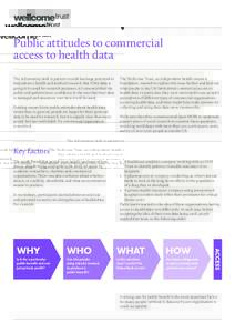 Public attitudes to commercial access to health data The information held in patient records has huge potential to help advance health and medical research. But if this data is going to be used for research purposes, it 