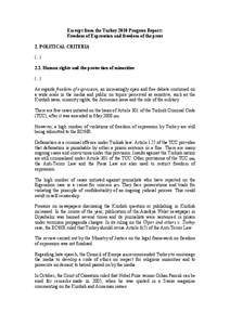 Excerpt from the Turkey 2010 Progress Report: Freedom of Expression and freedom of the press 2. POLITICAL CRITERIA[removed]Human rights and the protection of minorities (...)