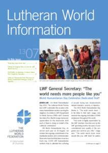 Lutheran World Information 13 In this issue  07
