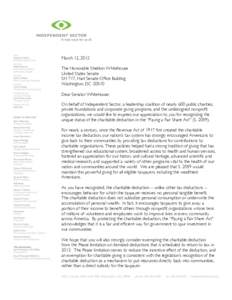 March 12, 2012 The Honorable Sheldon Whitehouse United States Senate SH 717, Hart Senate Office Building Washington, DC[removed]Dear Senator Whitehouse: