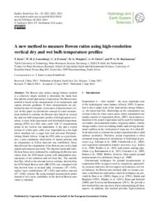 Hydrol. Earth Syst. Sci., 18, 2021–2032, 2014 www.hydrol-earth-syst-sci.netdoi:hess © Author(sCC Attribution 3.0 License.  A new method to measure Bowen ratios using high-re