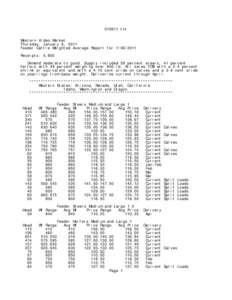 [removed]txt Western Video Market Thursday, January 6, 2011 Feeder Cattle Weighted Average Report for[removed]Receipts: 5,800 Demand moderate to good. Supply included 59 percent steers, 41 percent