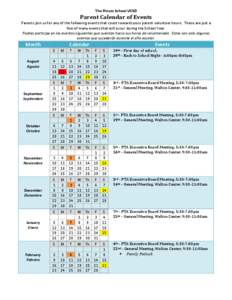 The Preuss School UCSD  Parent Calendar of Events Parents join us for any of the following events that count towards your parent volunteer hours. These are just a few of many events that will occur during the School Year