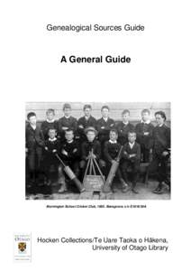 Genealogical Sources Guide  A General Guide Mornington School Cricket Club, 1895. Bansgrove. c/n E1818/34A