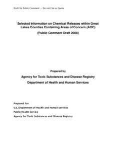 Chemistry / Soil contamination / Agency for Toxic Substances and Disease Registry / United States Public Health Service / Toxicology / Great Lakes Areas of Concern / Biomonitoring / Eighteen Mile Creek / Great Lakes / Health / Environment of the United States / Environment