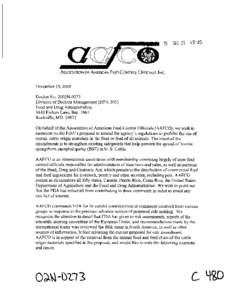 ASSOCMTIONOF AMERICANFEEDCONTROLOFFICIALS,INC. December 15,2005 Docket No. 2002N-0273 Division of Dockets Management [HFA-3051 Food and Drug Administration 5630 Fishers Lane, Rm. 1061