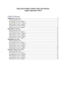 OSCA/OCI’S FAMILY COURT CASE LAW UPDATE August-September 2010 Table of Contents Delinquency Case Law ................................................................................................................. 2 F